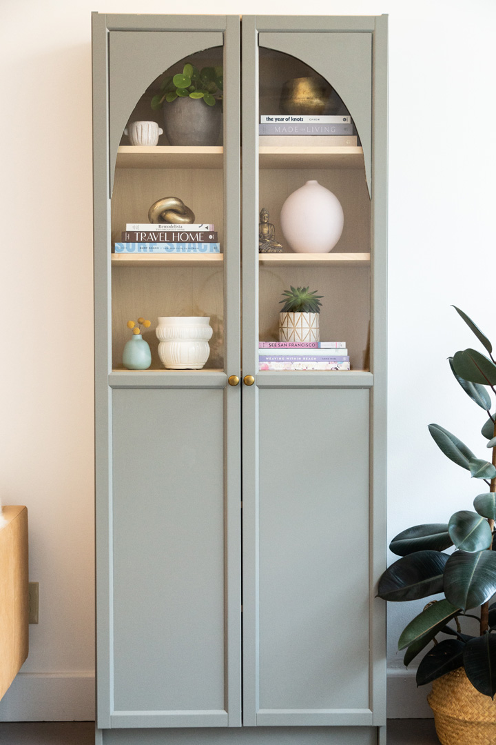 Ikea Billy Bookcase with doors for designer handbag storage