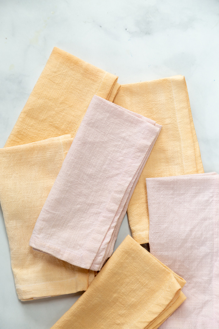 yellow and pink cloth napkins