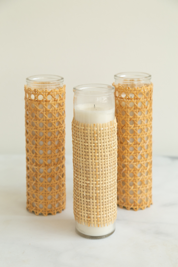 DIY Cane Wrapped Candles - Alice and Lois