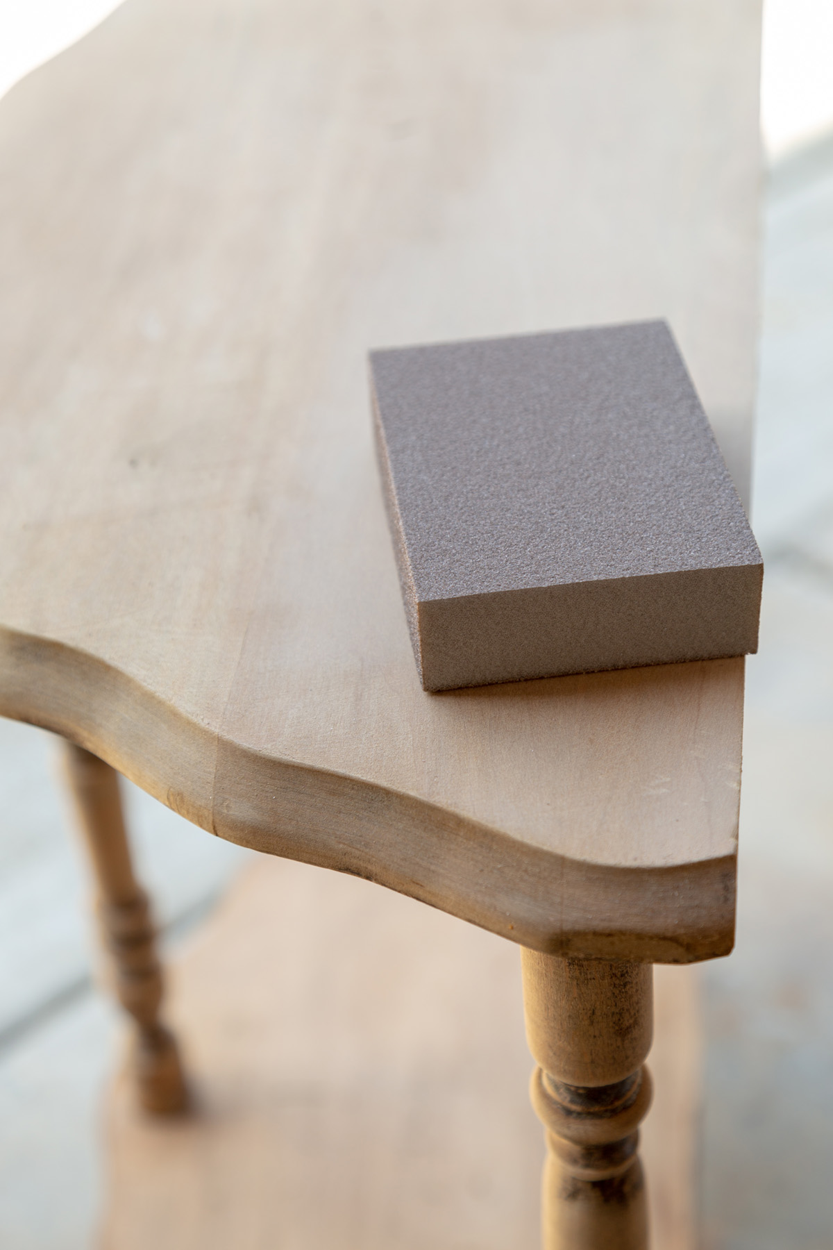 sanding block on wood table