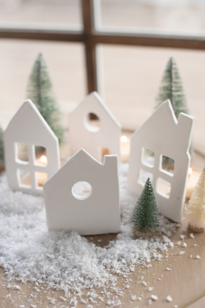 DIY Air Dry Clay Christmas Village - Alice and Lois