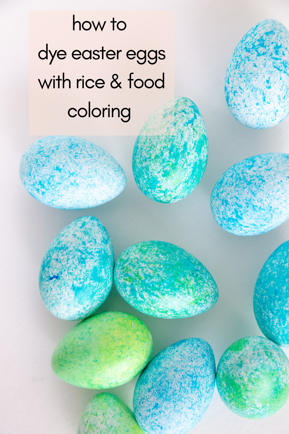 DIY speckled easter eggs using rice and food coloring